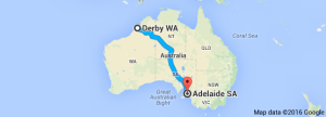 Derby to Adelaide map